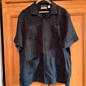 Cubavera Men's Dark Navy Casual Button Down Shirt